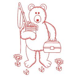 Redwork Happy Bear 06(Md) machine embroidery designs