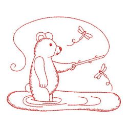 Redwork Happy Bear 07(Sm) machine embroidery designs