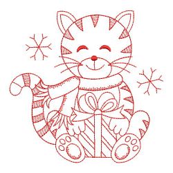 Redwork Christmas Cats 08(Md) machine embroidery designs