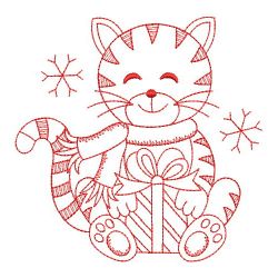 Redwork Christmas Cats 08(Lg) machine embroidery designs
