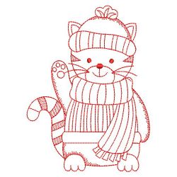 Redwork Christmas Cats 09(Sm) machine embroidery designs