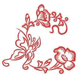 Redwork Dancing Butterflies 02(Md) machine embroidery designs