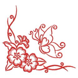 Redwork Dancing Butterflies 04(Md) machine embroidery designs