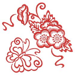 Redwork Dancing Butterflies 05(Lg) machine embroidery designs