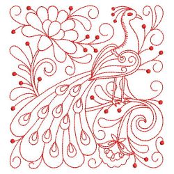 Redwork Heirloom Peacock 06(Sm) machine embroidery designs