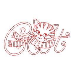 Redwork Cute Cat 02(Md) machine embroidery designs