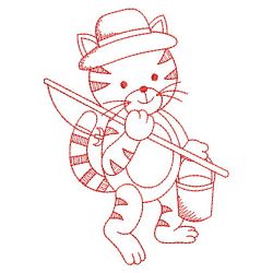 Redwork Cute Cat 06(Md) machine embroidery designs