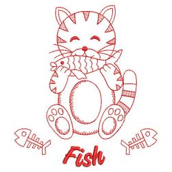 Redwork Cute Cat 07(Md) machine embroidery designs