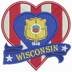 Patriotic US States Heart 5 10 machine embroidery designs