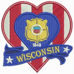 Patriotic US States Heart 5 10