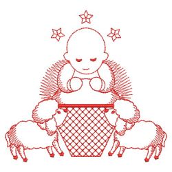 Redwork Cute Nativity 05(Lg) machine embroidery designs