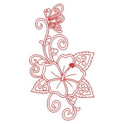 Redwork Heirloom Hibiscus(Md) machine embroidery designs