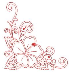 Redwork Heirloom Hibiscus 02(Lg) machine embroidery designs