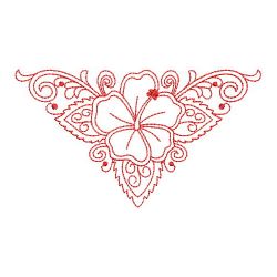 Redwork Heirloom Hibiscus 03(Lg) machine embroidery designs