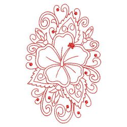 Redwork Heirloom Hibiscus 05(Md) machine embroidery designs