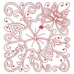 Redwork Heirloom Hibiscus 08(Sm) machine embroidery designs