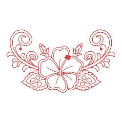 Redwork Heirloom Hibiscus 09(Lg) machine embroidery designs