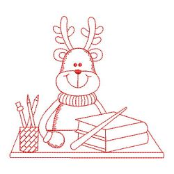Redwork School Reindeer(Md) machine embroidery designs