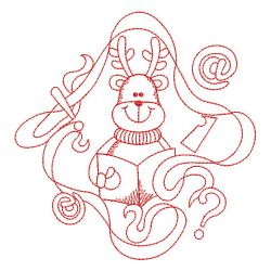 Redwork School Reindeer 03(Lg) machine embroidery designs