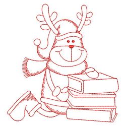 Redwork School Reindeer 06(Lg)