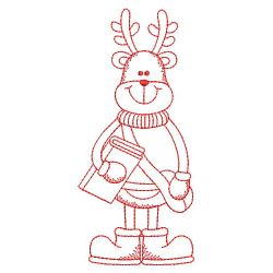 Redwork School Reindeer 09(Lg) machine embroidery designs