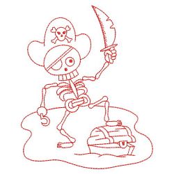 Redwork Pirate Skeleton 01(Md) machine embroidery designs