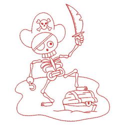 Redwork Pirate Skeleton 01(Sm) machine embroidery designs