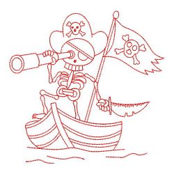 Redwork Pirate Skeleton 02(Sm) machine embroidery designs