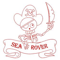 Redwork Pirate Skeleton 05(Md) machine embroidery designs