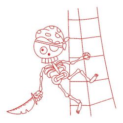 Redwork Pirate Skeleton 08(Sm) machine embroidery designs