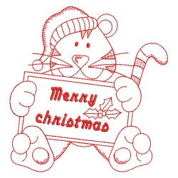 Redwork Christmas Tiger 03(Md) machine embroidery designs