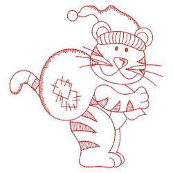 Redwork Christmas Tiger 05(Md) machine embroidery designs