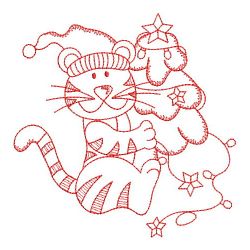 Redwork Christmas Tiger 06(Md) machine embroidery designs