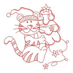 Redwork Christmas Tiger 06(Lg) machine embroidery designs