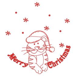 Redwork Christmas Tiger 07(Md) machine embroidery designs