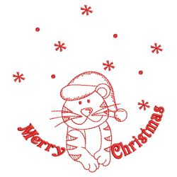 Redwork Christmas Tiger 07(Lg) machine embroidery designs