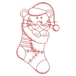 Redwork Christmas Tiger 08(Md) machine embroidery designs