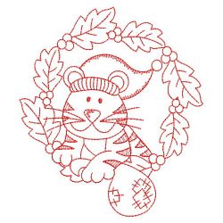Redwork Christmas Tiger 10(Sm) machine embroidery designs
