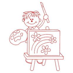 Redwork School Kids 12(Lg) machine embroidery designs