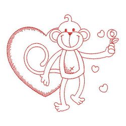 Redwork Valentine Monkey 02(Lg)