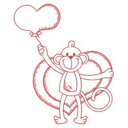 Redwork Valentine Monkey 03(Md) machine embroidery designs