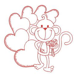 Redwork Valentine Monkey 04(Sm)