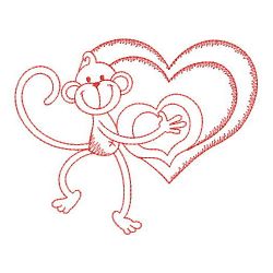 Redwork Valentine Monkey 05(Md) machine embroidery designs