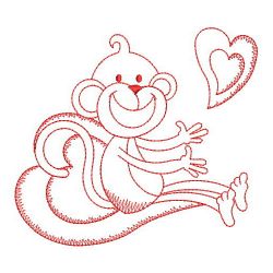 Redwork Valentine Monkey 06(Lg)