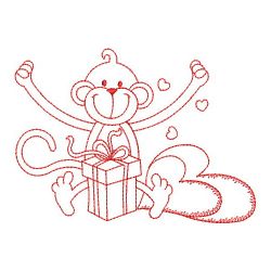 Redwork Valentine Monkey 07(Lg) machine embroidery designs