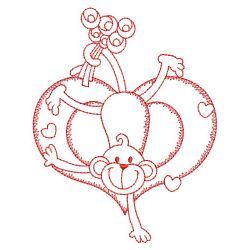 Redwork Valentine Monkey 08(Lg)