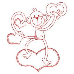 Redwork Valentine Monkey 09(Md) machine embroidery designs