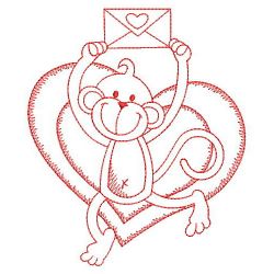 Redwork Valentine Monkey 10(Lg) machine embroidery designs