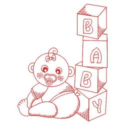 Redwork Adorable Baby 1 10(Md) machine embroidery designs