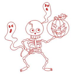 Redwork Halloween Skeleton 2 03(Lg)